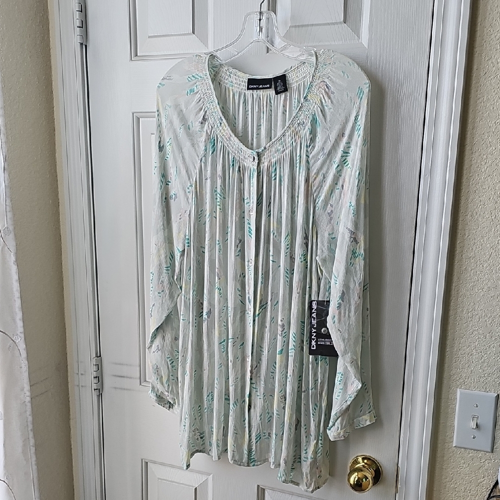 Dkny Mint Patterned Blouse - image 1